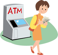 無人契約機でお金を引き出す